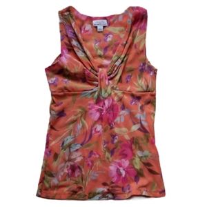 Orange floral print blouse